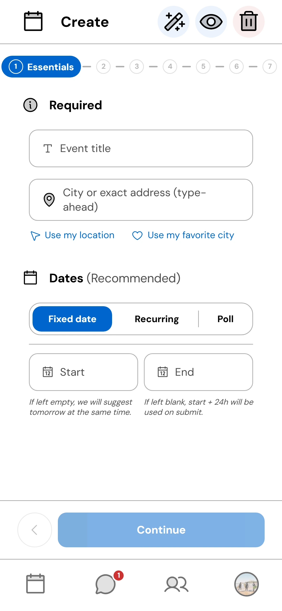 Create your event